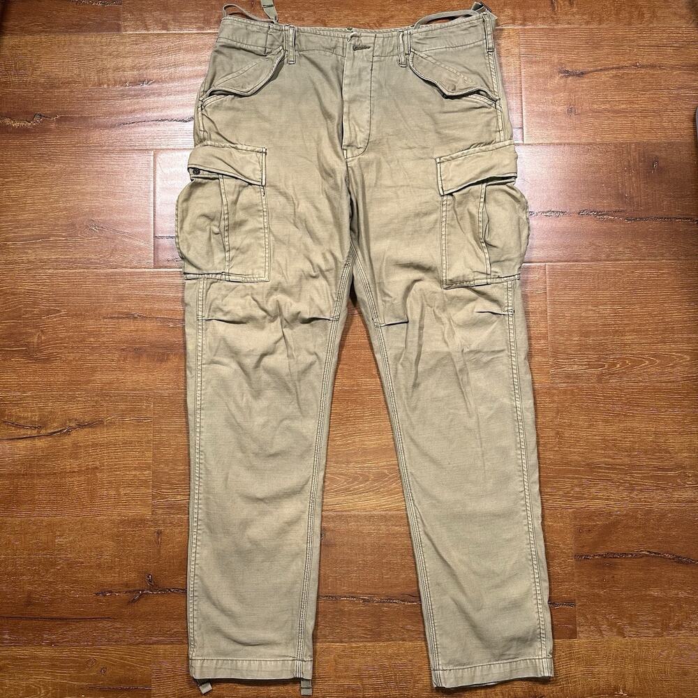 Buck Mason Desert Cargo Pants Mens 34x31 Khaki Straight Leg Military Field Retro